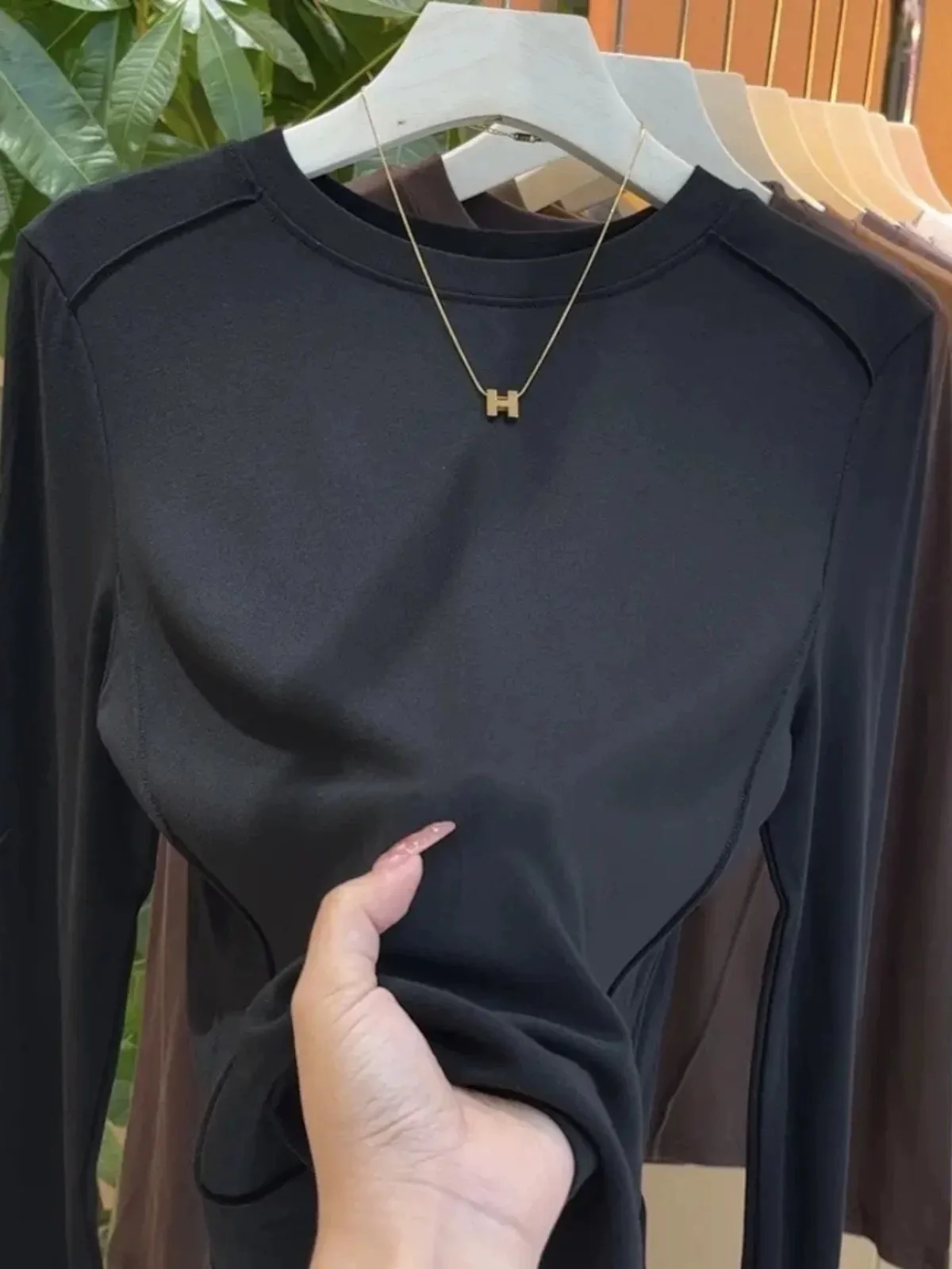 

Женская футболка Long Sve round Ne, хлопковая футболка больших размеров, облегающая базовая одежда для поездок на работу, повседневная офисная одежда для путешествий