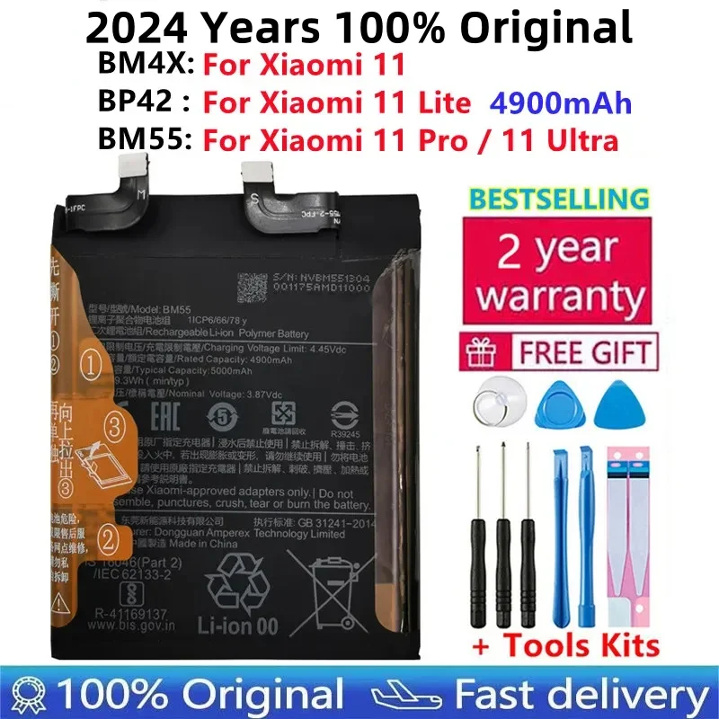 

2024 Year 100% Original For Xiaomi Battery BP42 BM4X BM55 For Xiaomi Mi11 Lite / Mi 11 / 11 Pro / 11 Ultra Replacement Bateria