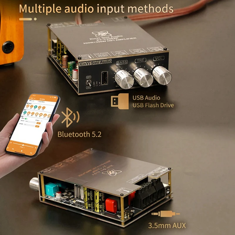 T2002P Upgraded Bluetootooth Audio Amplifier Board 200Wx2 High Power TPA3223 Sound Power Amplifier Module T2002P-ABVK