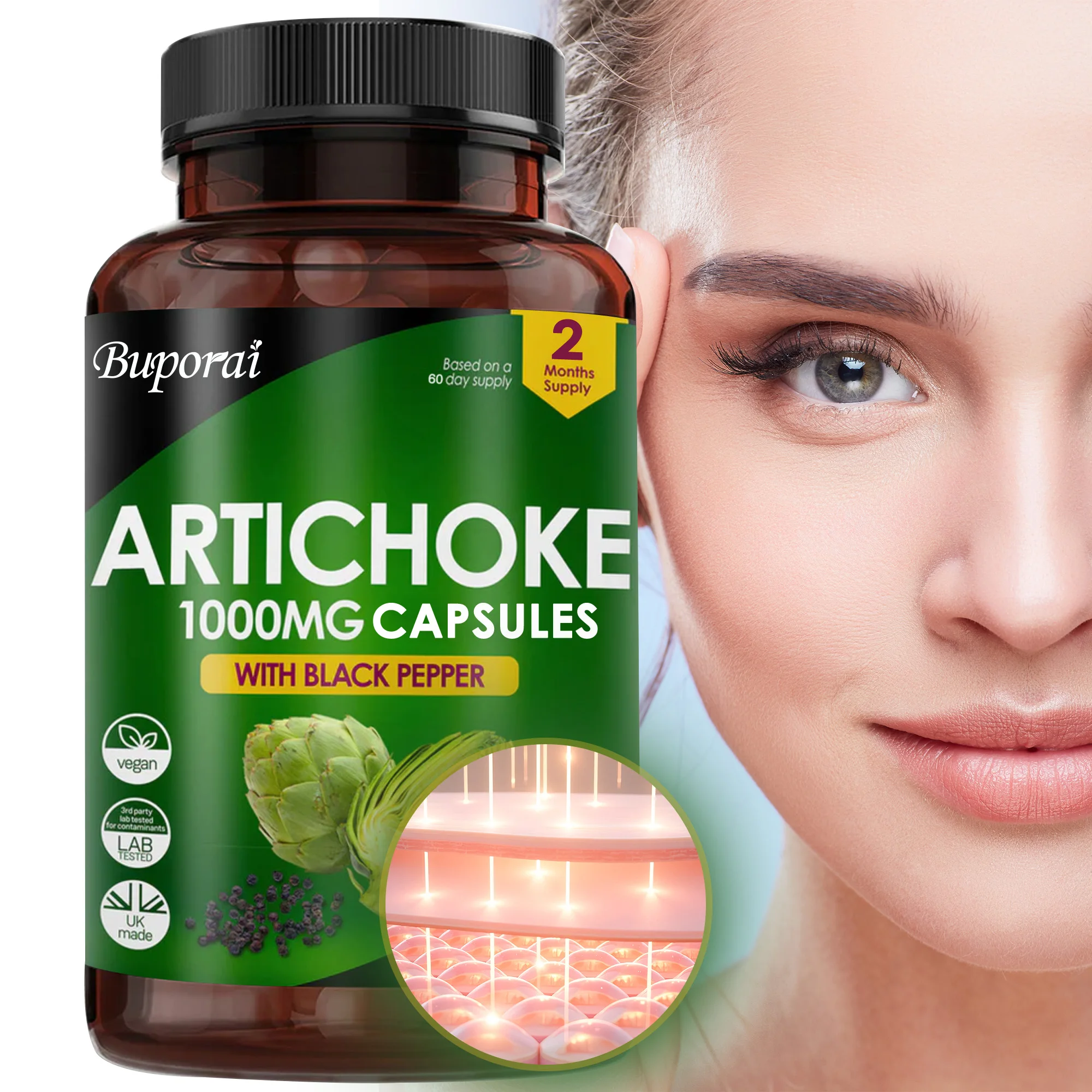 

Artichoke 1000mg Capsules - Boosts Cellular Energy, Supports Liver Health and Digestive System,Improving Energy Levels and Focus