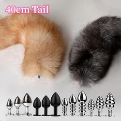 Fox tail-カップル用のアナルセックス玩具,初心者用の金属製お尻を組み合わせた大人のおもちゃ,緊縛ゲーム,エロティックな店,40cm,セクシー