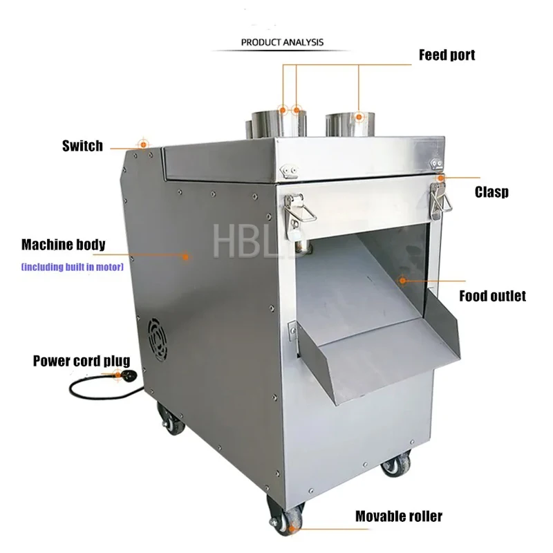 Przemysłowa elektryczna maszyna do krojenia marchewki ze stali nierdzewnej, maszyna do krojenia kawałków szynki i korzenia lotosu