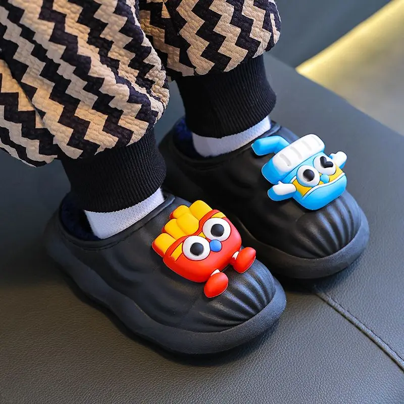 

Kids Cotton Slippers Cartoon Print Closed Back Non Slip Waterproof Indoor House Shoes Fashionable Modern Design for Children