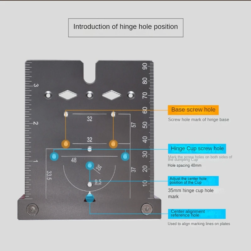 35Mm Hinge Punching Locator Hinge Boring Jig With Inch Metric Scale Multi-Function Woodworking Drilling Locator Easy Install