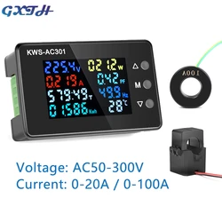 Voltage Voltmeter LED Digital Voltmeter AC Wattmeter 50-300V 100A Ampermeter 8 In 1 Electric Meter Dedicated Chip Power Monitor