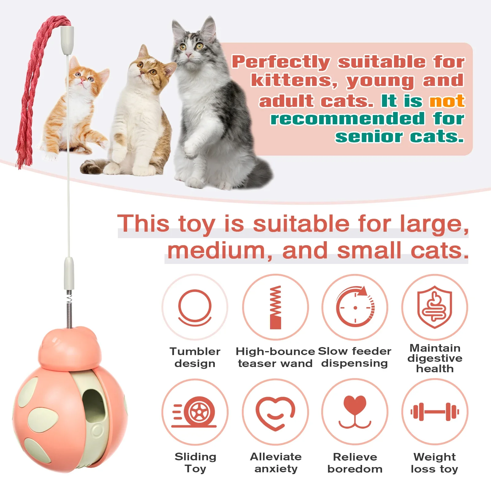 Cat Tumbler Interactive Puzzle Toy Pet Leaky Food Container Cats Pets Wobble Toys Slow Feeder Ball for Kitten Small Adult Cat