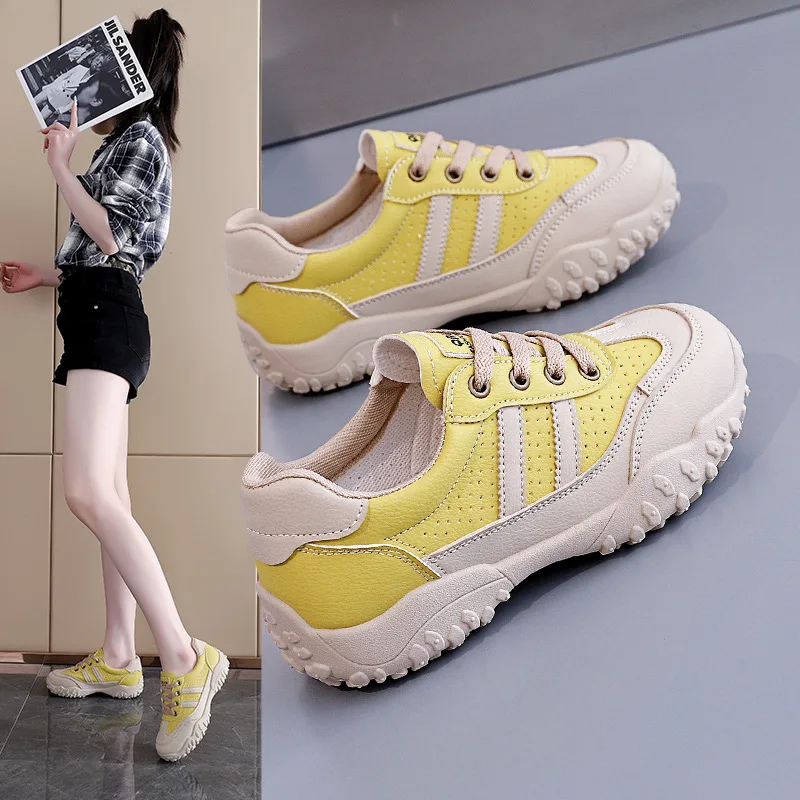 

Women Vulcanized Shoes Comfortable and Fashionable New Flat Heel Lace Up Casual Versatile Sports Board Shoes