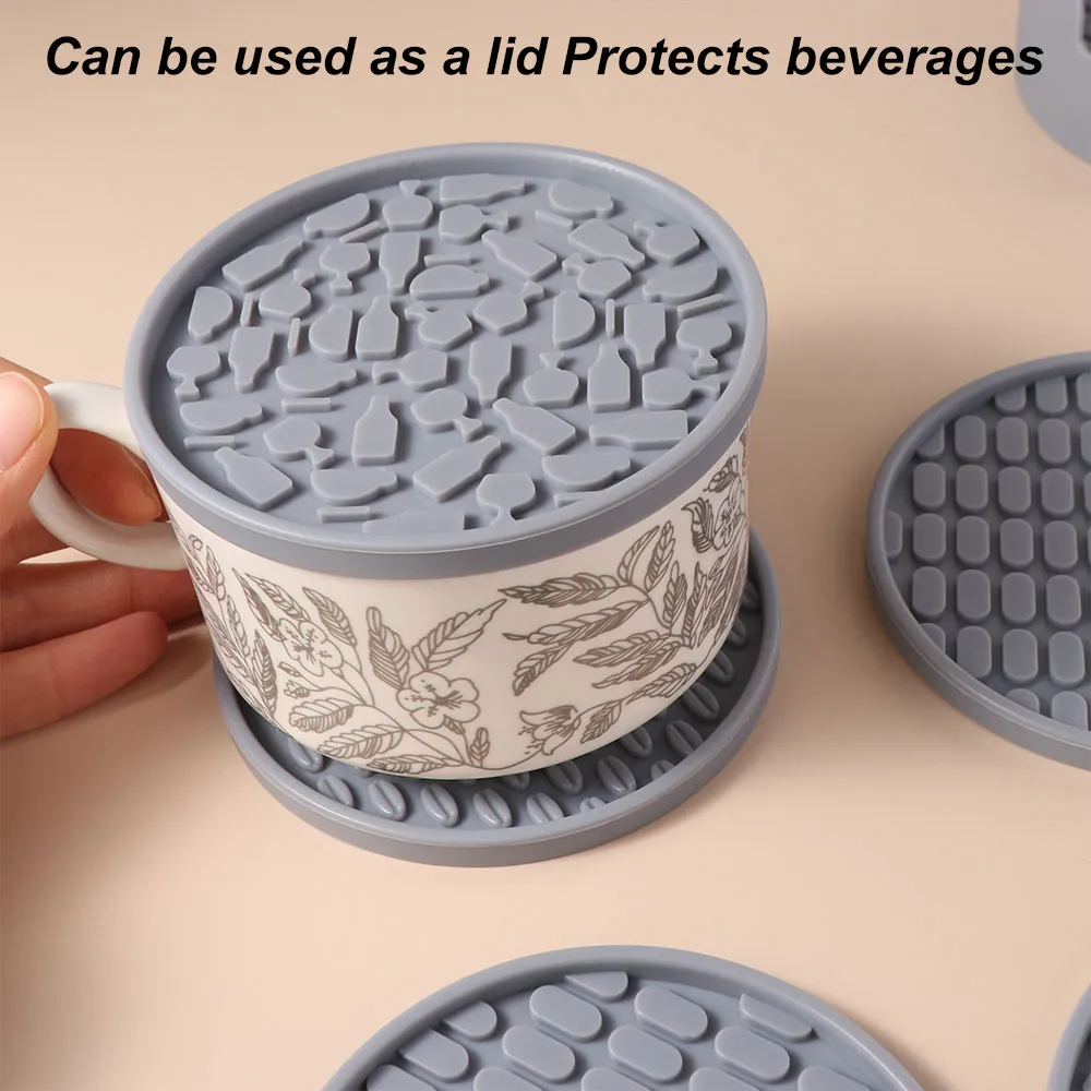 

6 шт./компл., круглые силиконовые подставки для напитков, набор силиконовых настольных защитных подставок для чашек с основанием, теплоизоляционный коврик для чая