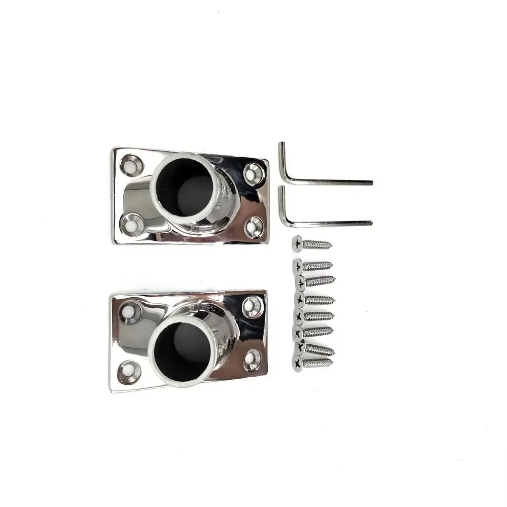 

2Pcs 60 Degree 7/8" 22mm Rectangular Base Set For Marine Boat Hand Rail Fittings