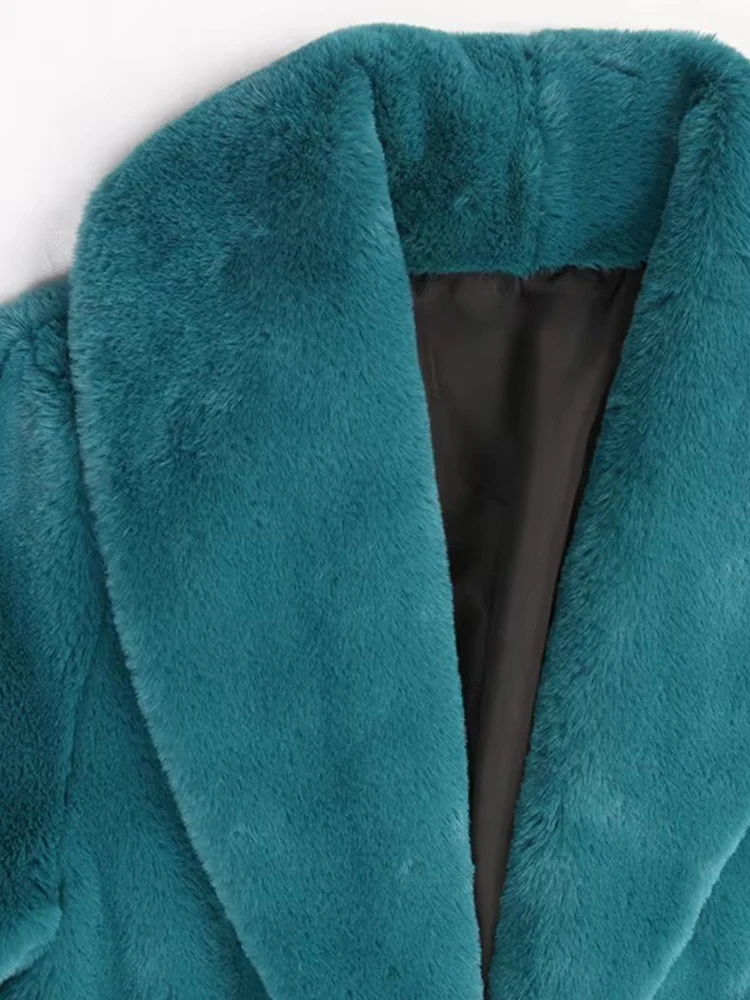 Mauroicardi-Pardessus en fausse fourrure moelleux pour femme, col châle, extra long, chaud, doux, ajusté, chic, luxe, élégant, hiver