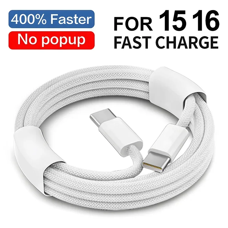 10/50Pcs 1M 3FT 60W USB C To Type C C-C Weaving Data Charger Cable For IPhone 15 16 Pro Max Plus Cables For Samsung Xiaomi