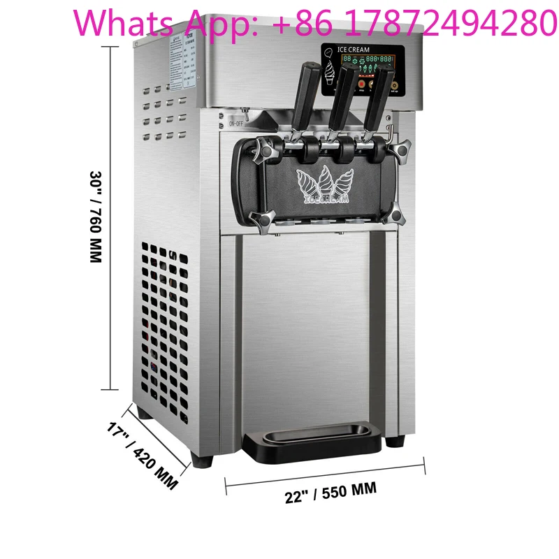 22-28L/H High Quality Soft Serve Ice Cream Machine Electric Digital Display Ice Cream Makers Tricolor Ice Cream Vending Machine