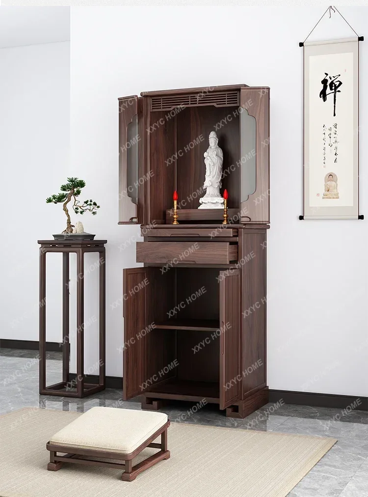 

Buddhist shrine with door Standing cabinet Household light luxury God of Wealth Guanyin Shentai Buddhist cabinet