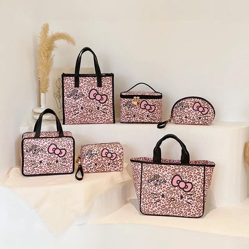 Sanrio hello kitty New Handbag Makeup storage bag Cartoon Tote Bag cosmetic Mommy bag pu Lunch Box Bag