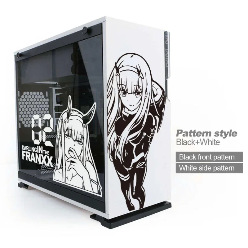 

Darling in The Franxx 02 Anime Stickers for ATX Mid PC Case Cartoon Computer Decorative Decal Waterproof Removable Hollow Out