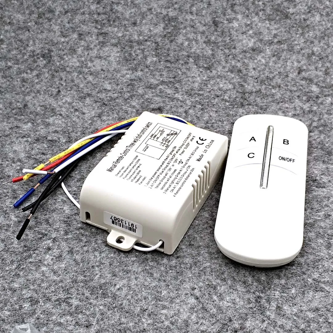 Wireless ON/OFF 3 Ways 220V Lamp Remote Control Switch Receiver Transmitter Controller Indoor Lamp Home Replacements Parts