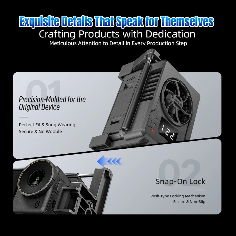 Kühlradiator für DJI Osmo Action 5 Pro/Action 4/3 Kamera-Zubehör, Ice Core Kühlventilator, 3-Gang-Einstellung mit Cold Shoe – Detail 14