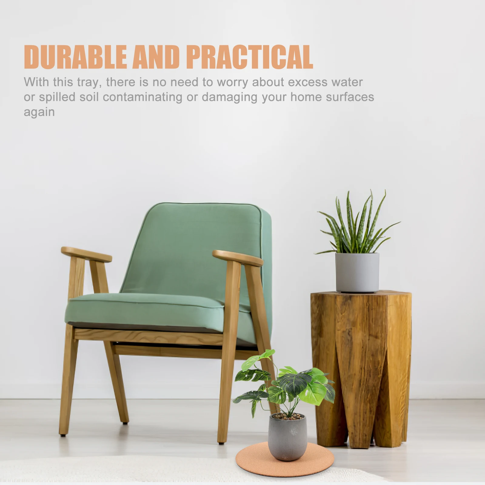 

2pcs Round Flower Pot Tray Cork Material Garden Plant Pad For Home Decor Protection Cushion Support Flowerpot Plate Pad Plant