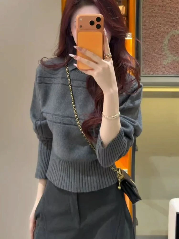 

Elegant Knitted Sweater Women's Belted Necktie Long Sleeve Base Shirt Commute Style Korean Fashion Spring 2026 Versatile Top
