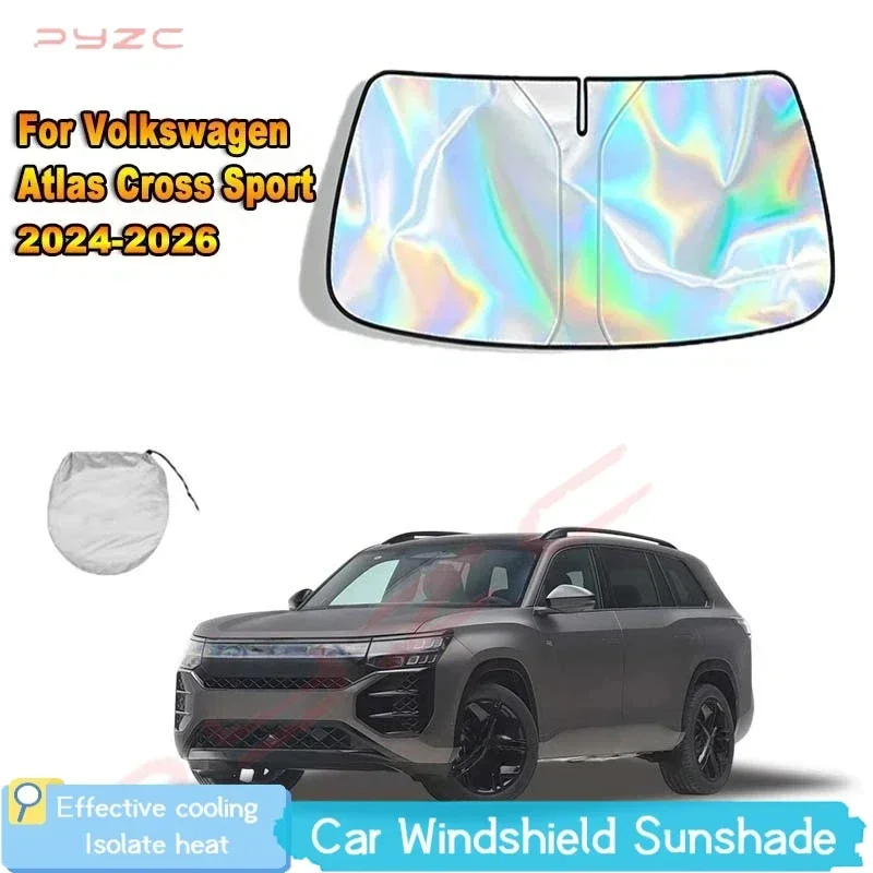 For Volkswagen Atlas Cross Sport 2024-2026 Car Windshield Sunshade Cover Front Window Sun Shade Visor Interior UV Protection