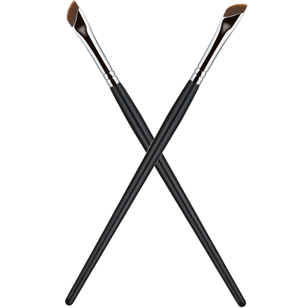 

2pcs Eyebrow Eyeliner Concealer Metal Handle Flat Makeup Tool Brush For Angled Eyeliner Brush Eye Shadow
