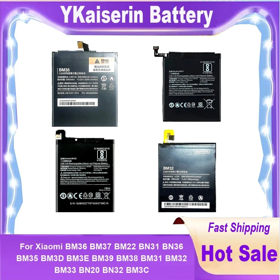 

Аккумулятор для телефона Xiaomi Mi 4S 5 M5 4C 5C 5X 6 6X 7 8 A2 Redmi Note 5A Prime S2 Pro Y1 Mia1 Lite Аккумуляторы + Трек NO