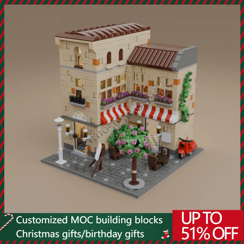 

Moc настроить средневековый роскошный итальянский ресторанный строительный блок настроить Diy образовательная сборка детские игрушки подарок-сюрприз