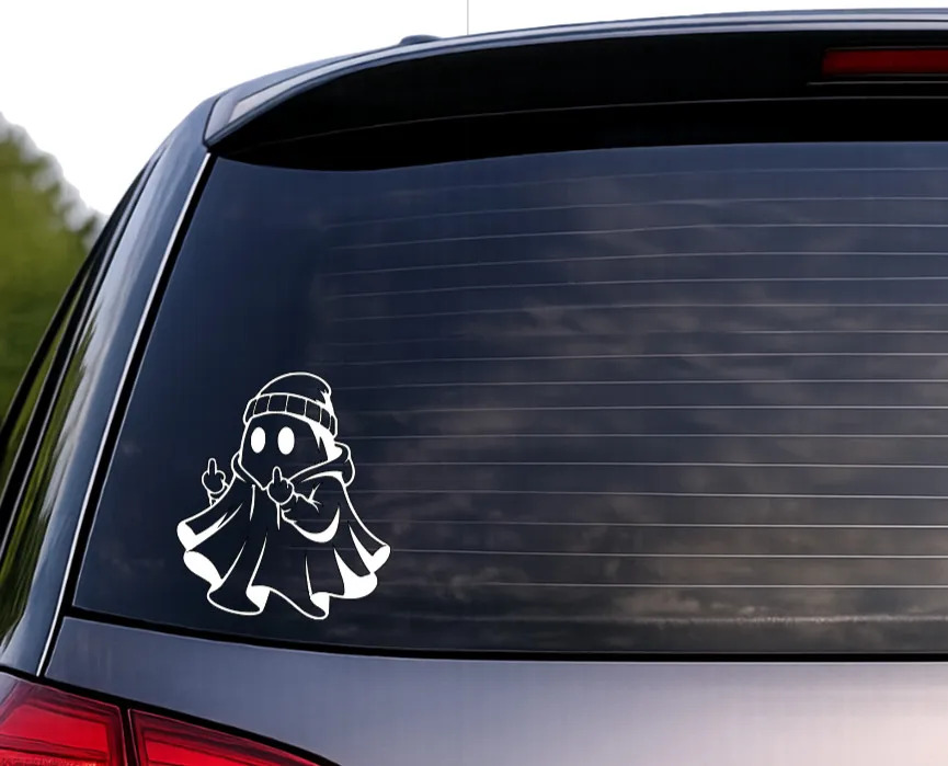 Ghost Car Bumper Sticker | Funny Rude Car Window Stickers | Choose Your Colour