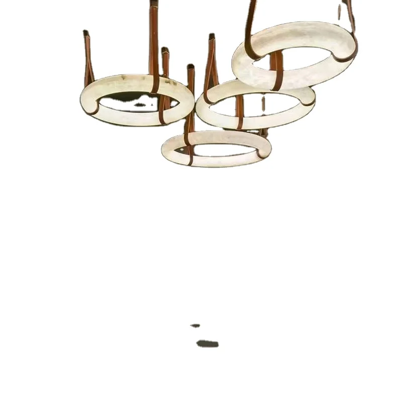 

Lobby plaster chandelier modern chandelier remote control showroom circular design marble lighting