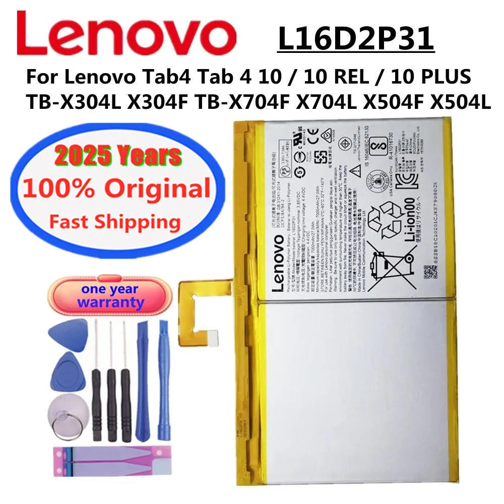 7000mAh Original Battery L16D2P31 For Lenovo Tab4 Tab 4 10 / 10 REL / 10 PLUS TB-X304L X304F TB-X704F X704L X504F X504L Batteria