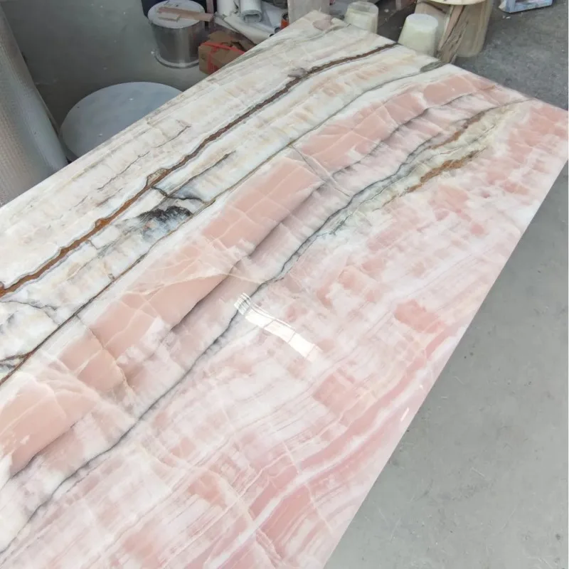 Panda powder jade natural jade transparent luxury stone large and small apartment restaurant villa rectangular dining table