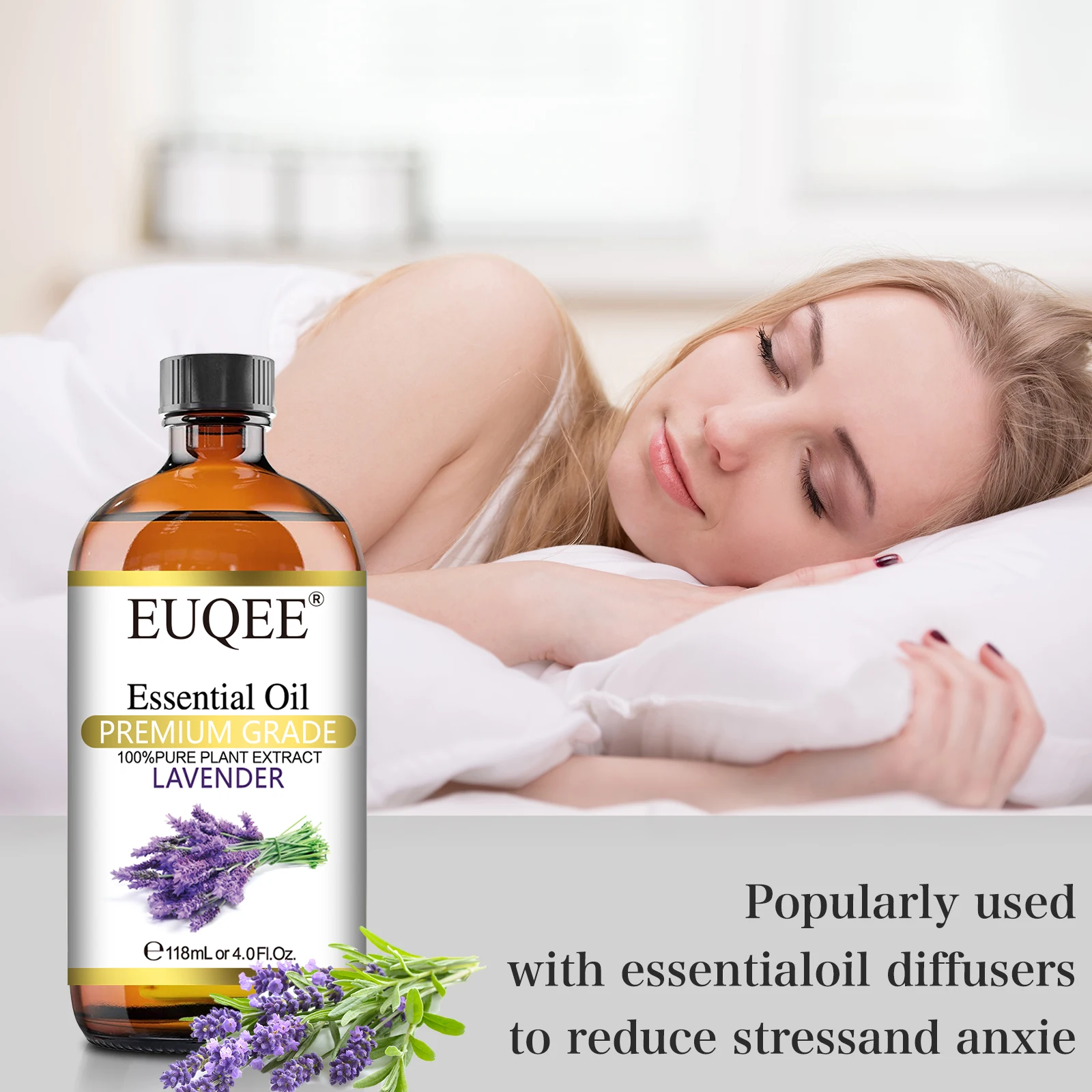 EUQEE 118ML Lavender Jasmine Eucalyptus Vanilla Peppermint Essential Oils with Glass Dropper|Aromatherapy, Humidifier,DIY Soap