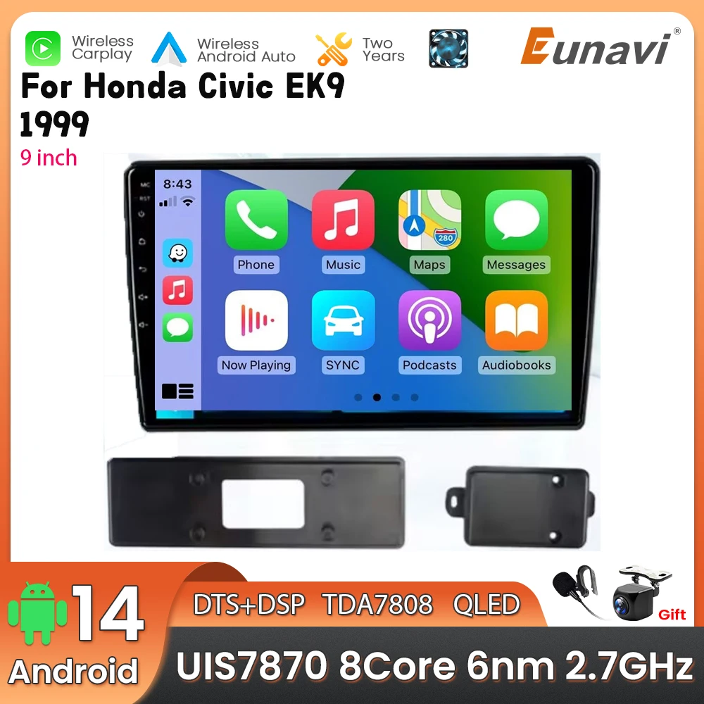 Android 14 2 Din Car Multimedia Player For Civic EK9 1999 Head Unit Stereo GPS Navigation BT WIFI