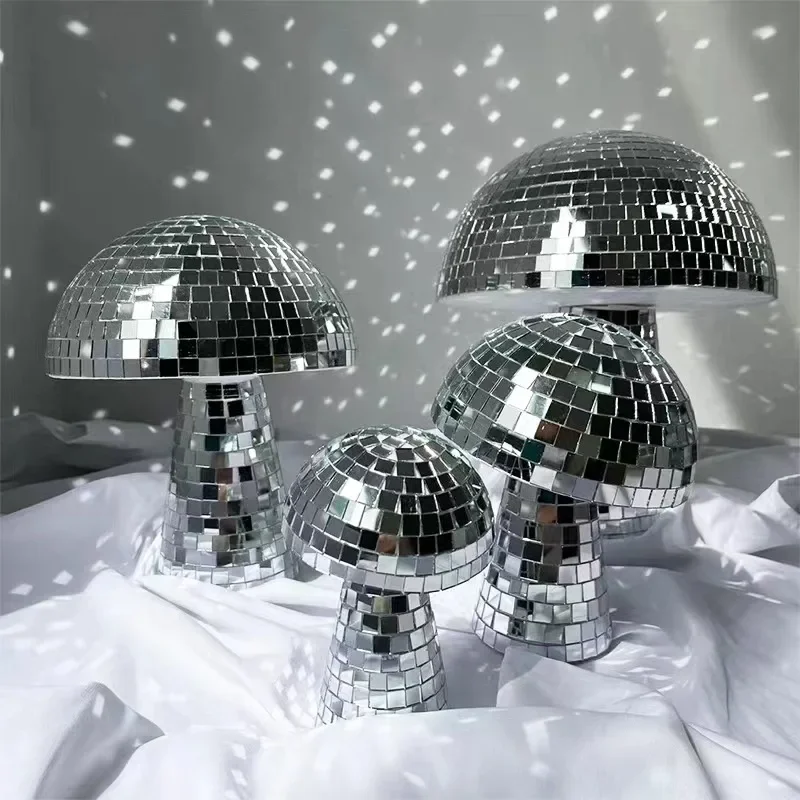 Mushroom Disco Mirror Ball Home Office Decoration Aesthetic Retro Reflective Mushroom Shape DJ Light Modern Home Decor for Party