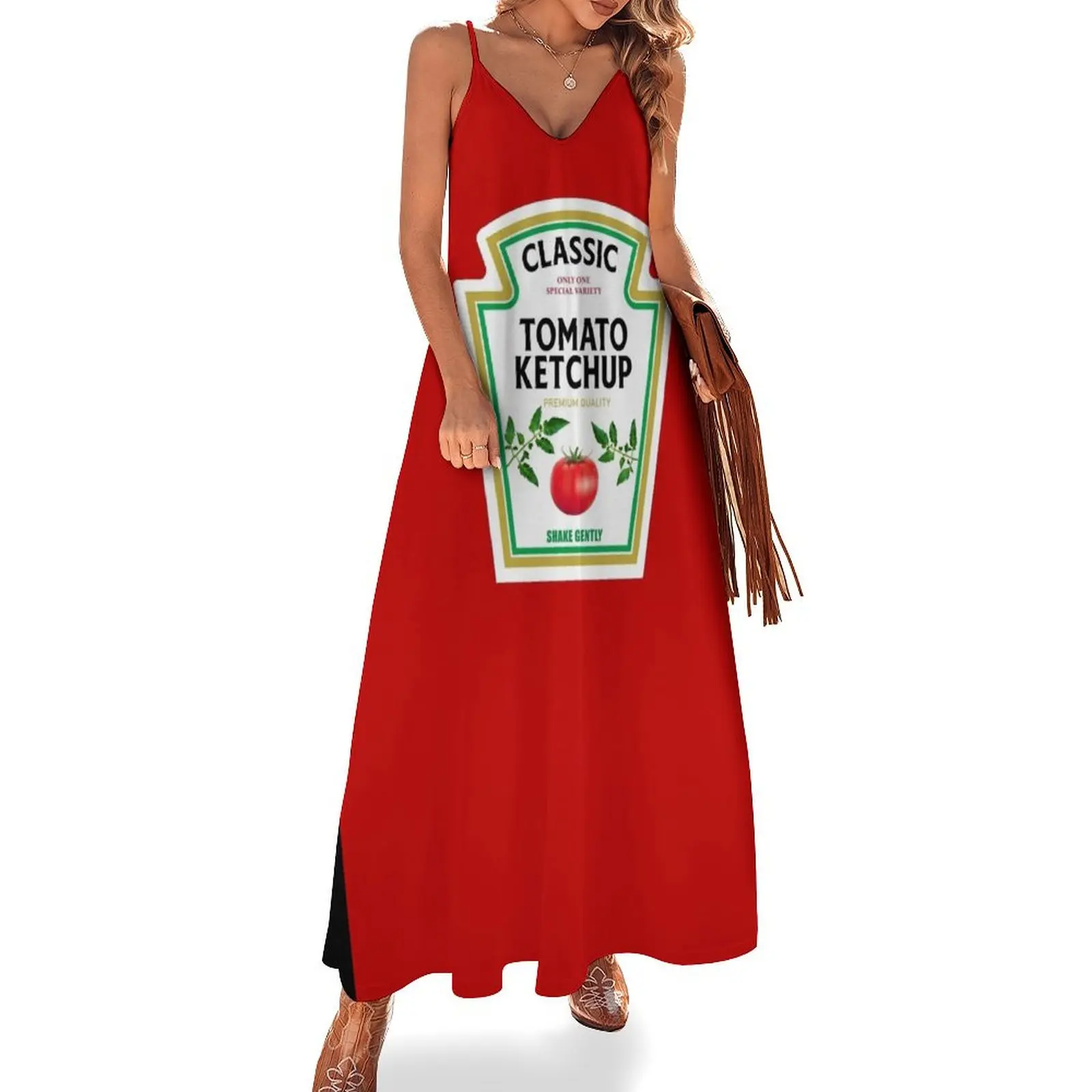 

Ketchup Halloween 2023 Costume Family Group Matching Couple Mustard Mayo Sleeveless Long Dress dress for woman Dress