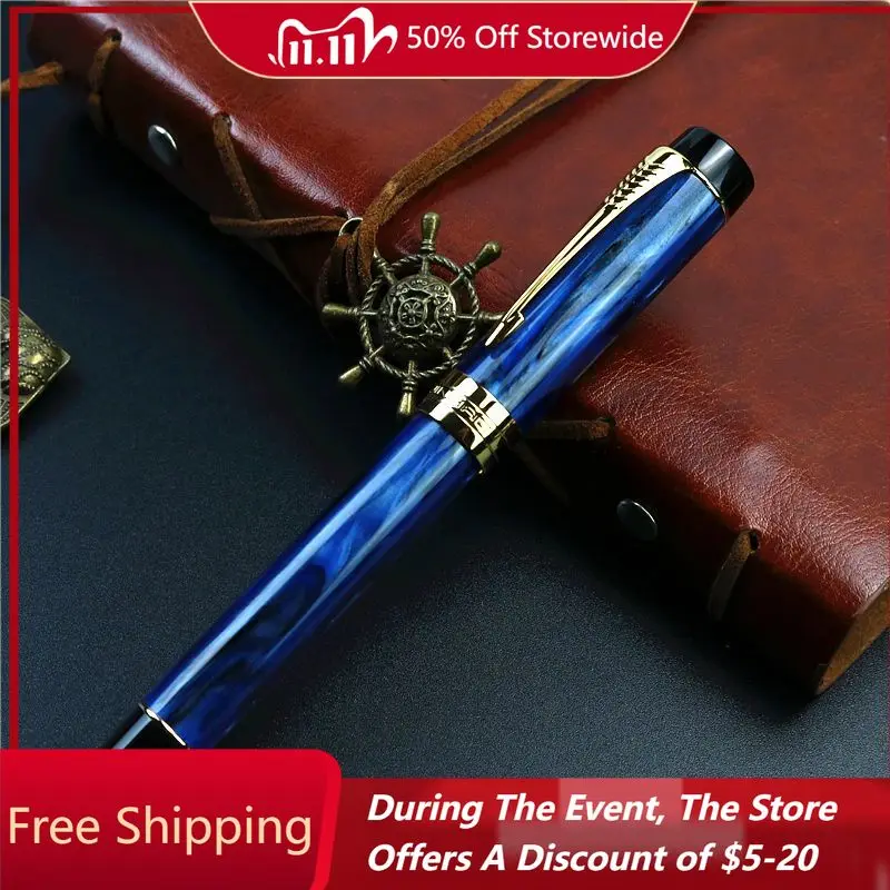 

Jinhao Sky Blue Acrylic Fountain Pen Iridium Gold F 0.5mm Nib Ink Pen Student Character Practice Business Office Luxury Gift Pen