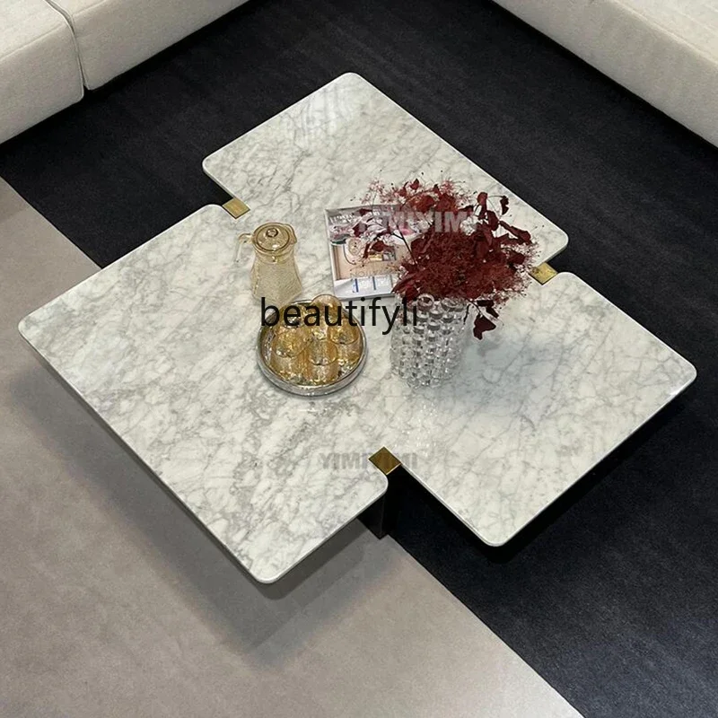 Venice Brown Special-Shaped Imitation Luxury Stone Living Room Coffee Table Marble Suspension Design Modern Advanced Sense