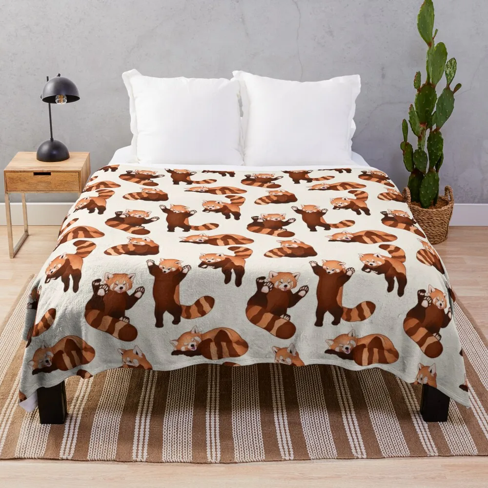 

Red Panda Pattern Throw Blanket Beach Warm Thermals For Travel Decoratives blankets and throws Blankets