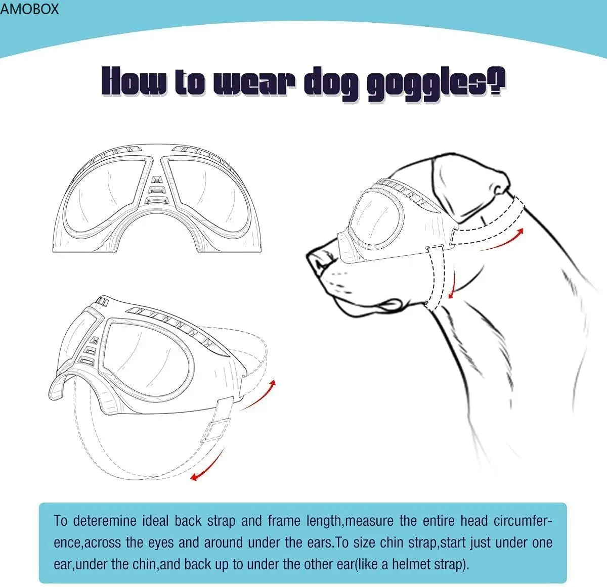 AMOBOX-Dog Goggles, Large Breed, Anti-UV, Transparent Dog Sunglasses, Windproof, Anti-Dust, Antifog, New Pet Mask