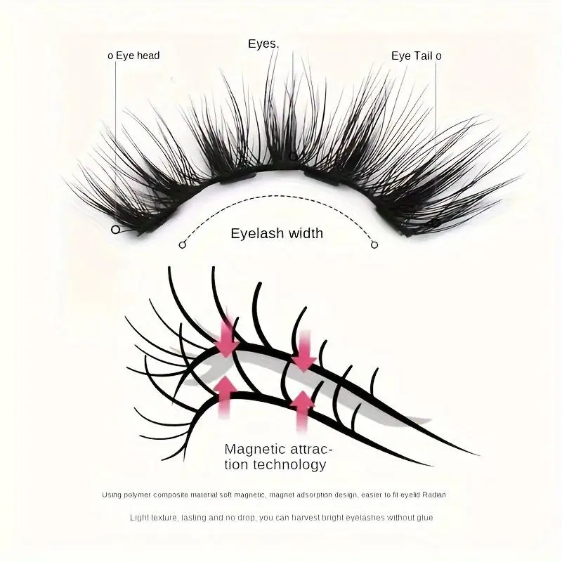 10 pairs of magnetic false eyelashes with 2 magnetic liquid pens, long and curly, reusable, stable and easy to remove