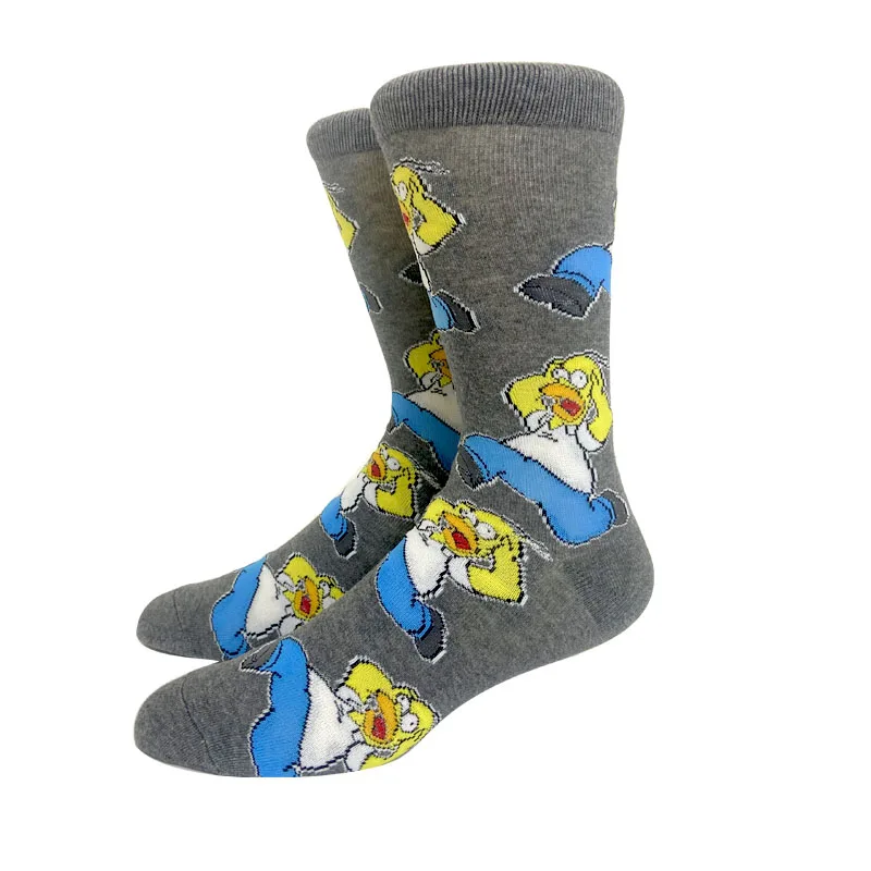 New 1 Pair The Simpsons Harajuku Women Men Socks Cartoon Personality Skateboard Socks Anime Middle Tube Cotton Unisex Socks