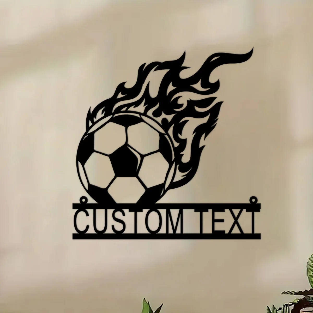 Custom Soccer Fire Metal Wall Art, Personalized FootBall Lover Name Sign Home Decor, Coach Gifts For Soccer Lover Artwork