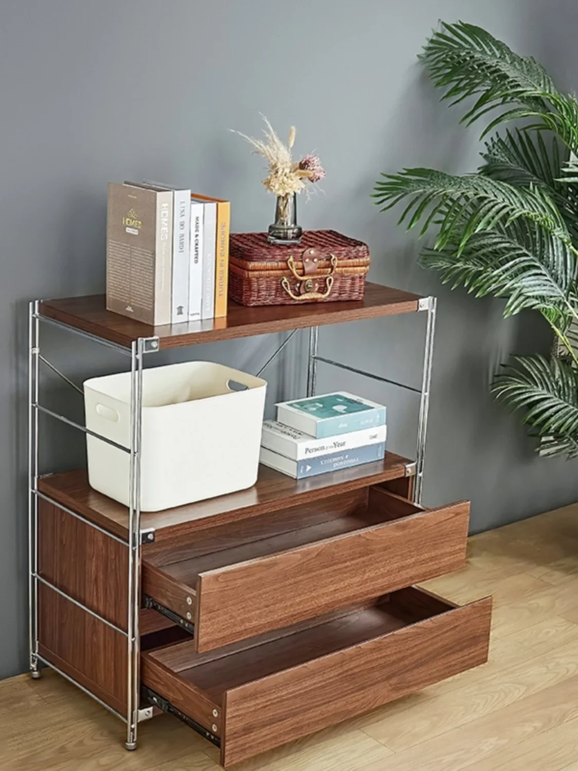 

Japanese-style simple floor-to-ceiling drawer storage shelf multi-layer kitchen oven locker Nordic study living room storage