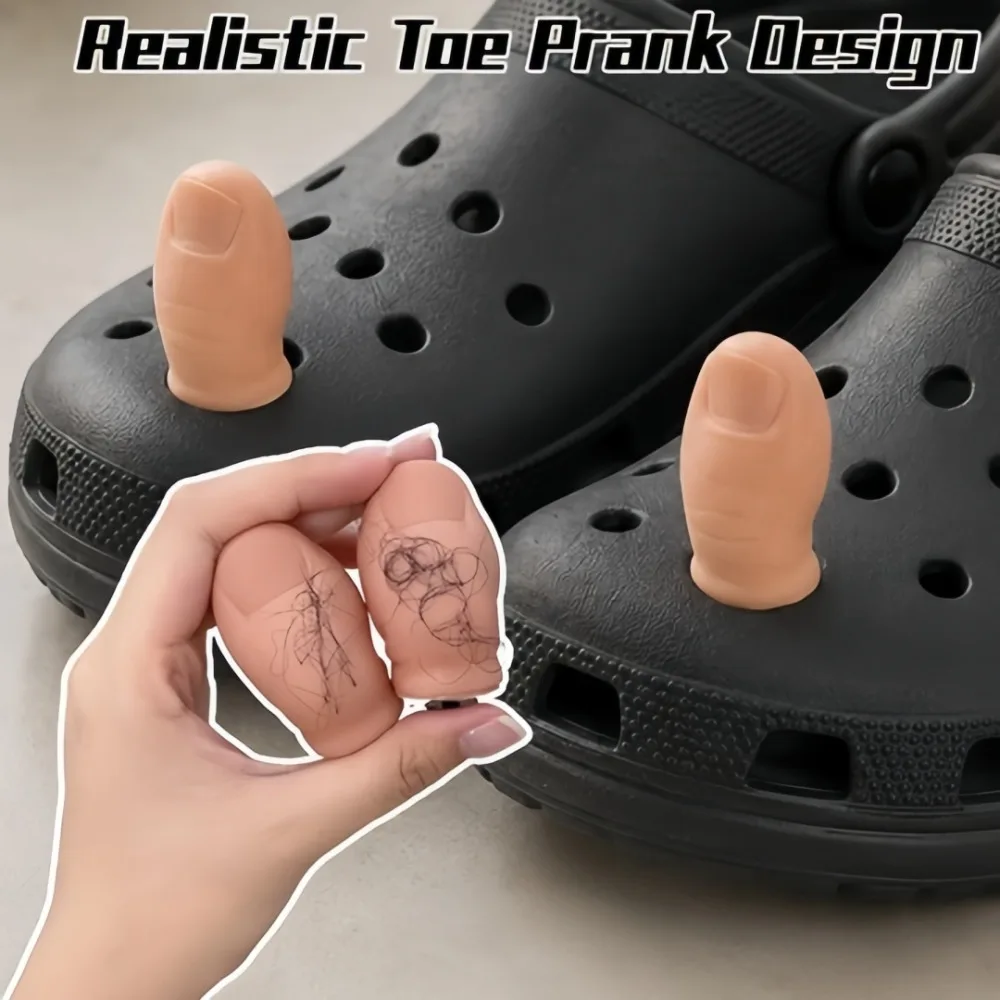 2pcs Simulated Toe Slipper Decoration Plastic DIY Funny Foot Thumb Beach Clogs Shoe Buckle Detachable Shoe Upper Accessories