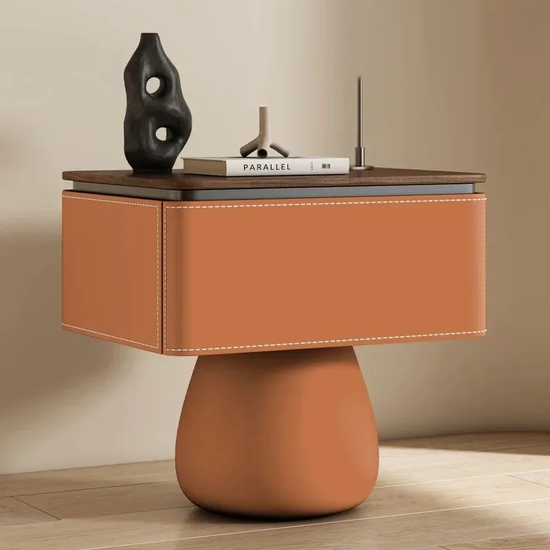 Creative White Bedside Table Simple Aesthetic Space Saving Cheap Nightstands Modern Minimalist Criado Mudo Ornaments Home Decor