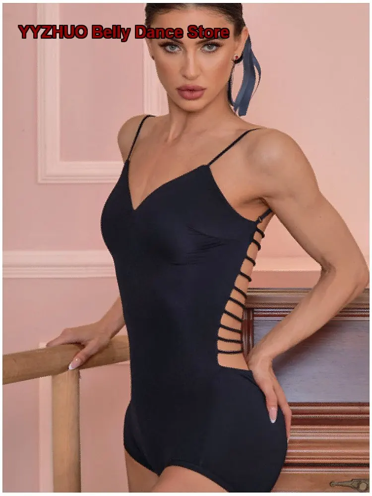 [Desert Leopard Walk] One-Piece Back Design Latin Daily Practice Women's with Chest Pad 25004