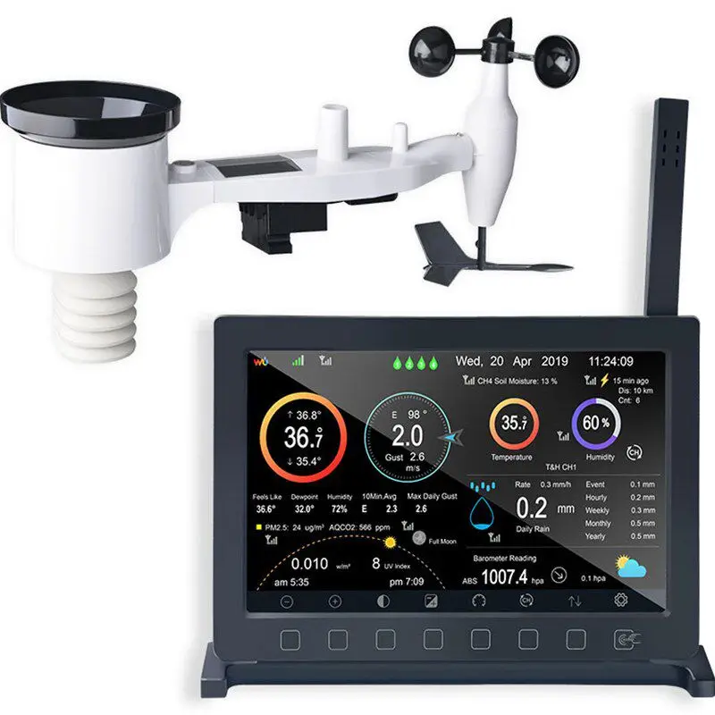 Weather station, wind speed, wind direction, rainfall, temperature, humidity, air pressure, light, wifi