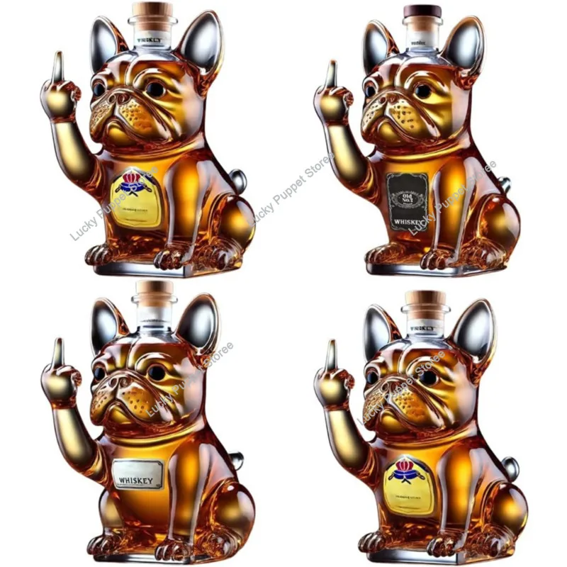 مضحك الاصبع الوسطى ويسكي الزجاج الدورق بطة السلاحف الكلب 10 أوقية الزجاج ويسكي زجاجة نبيذ تمثال الديكور هدية الكريسماس #4