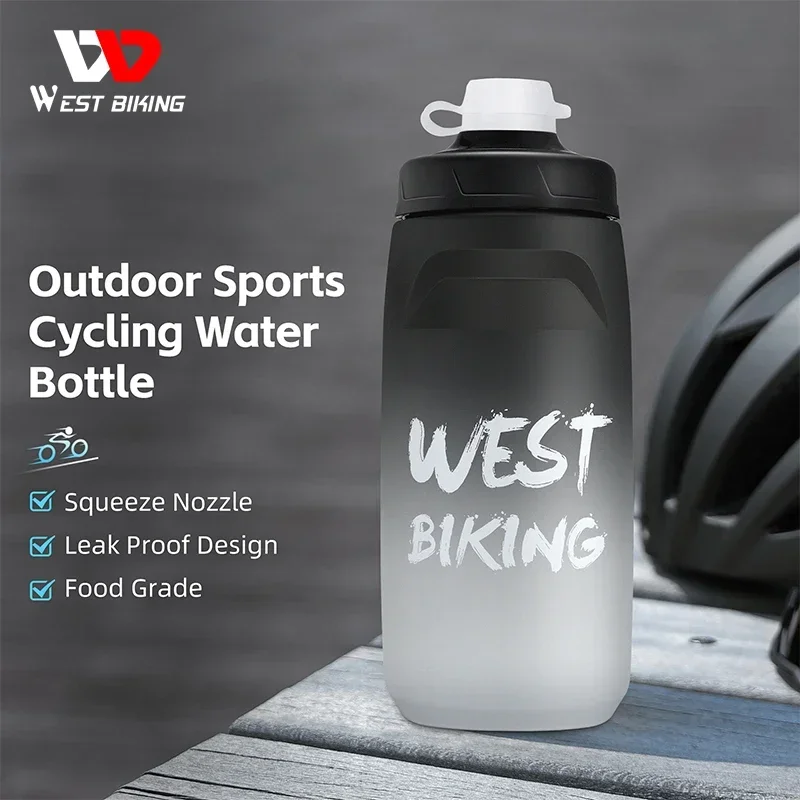 WEST BIKING Colorful Gradient Bicycle Bottle 620ml Soft Squeeze Water Bottle With Dust Cover Portable Running Fitness Bottle