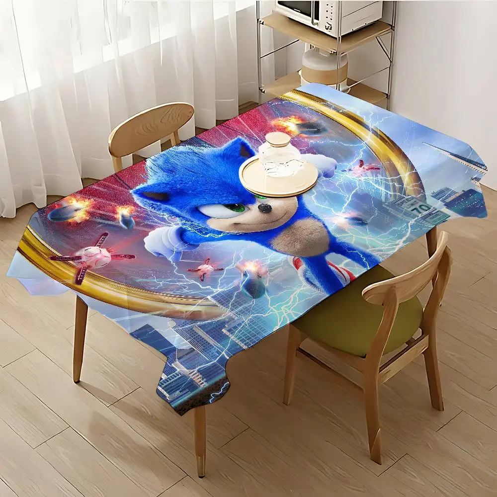 Anime s-sonic toalha de mesa festa toalha de mesa colorida aniversário azul céu rosa ouro toalha de mesa praia piscina aniversário
